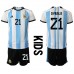 Argentina Paulo Dybala #21 Dětské Oblečení Domácí Dres MS 2022 Krátkým Rukávem (+ trenýrky)